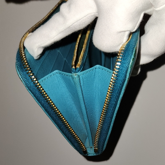 Prada Teal Blue Leather Wallet - Picture 9 of 11